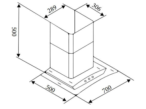 Kích thước máy hút mùi LT-870