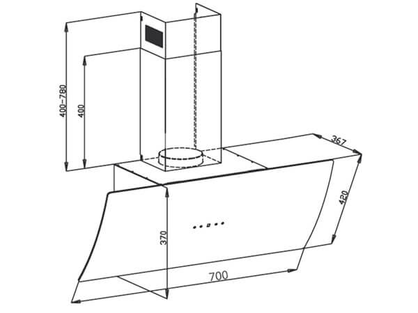 Kích thước máy hút mùi LT-887