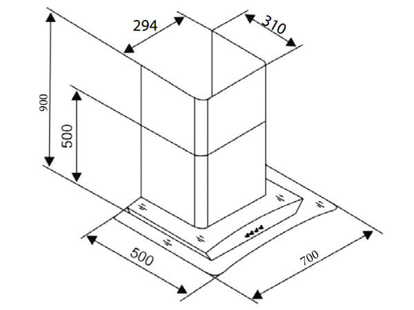 Kích thước máy hút mùi LT-8870