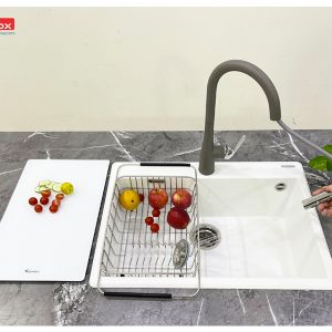 chậu rửa bát konox ruvita 680 white silver