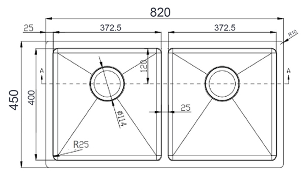 Kích thước chậu rửa bát RL04-8245